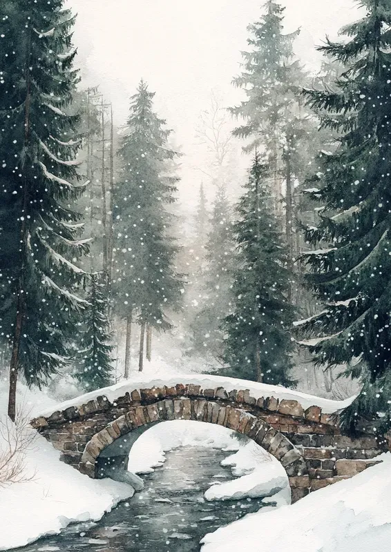 Winter Watercolor Scenes Illustrations