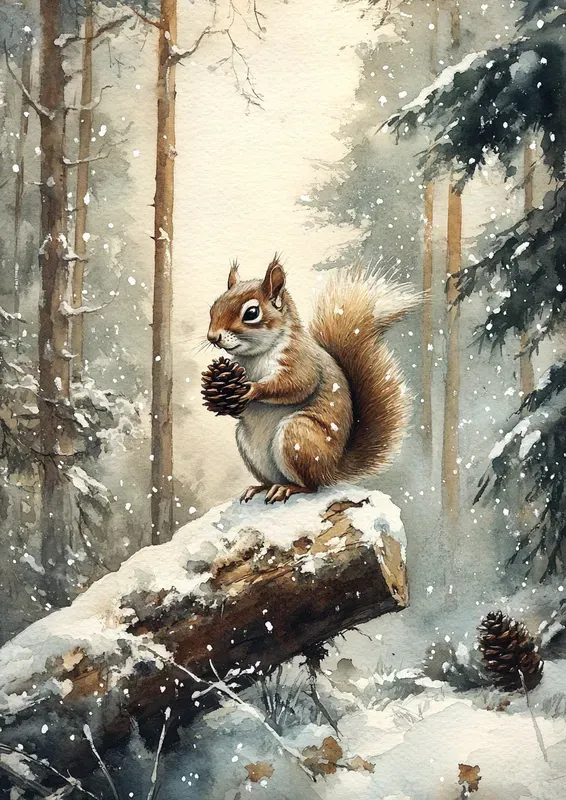Winter Watercolor Scenes Illustrations