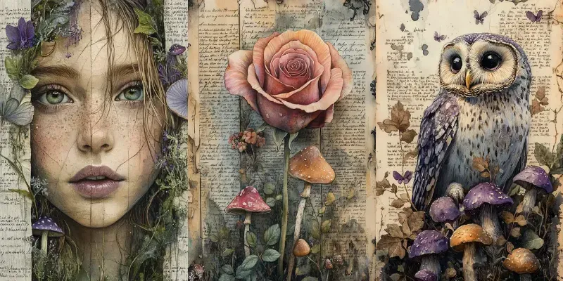 Fairy Tale Junk Journal Pages Whimsical generated by undefined