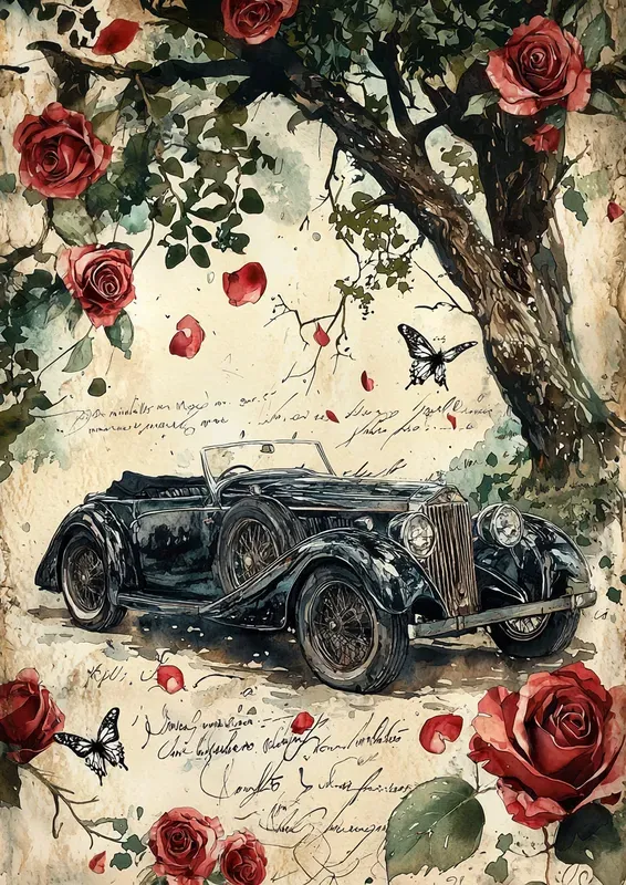 Red Themed Watercolor Junk Journal Art