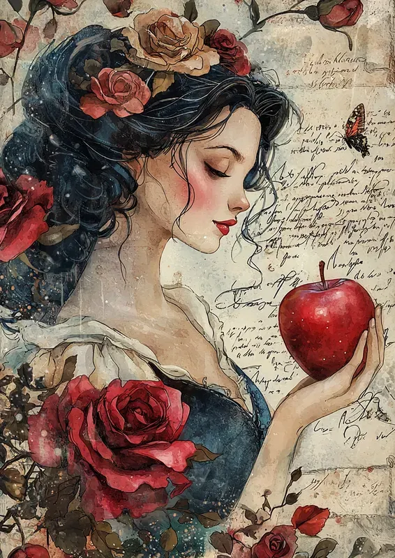 Red Themed Watercolor Junk Journal Art