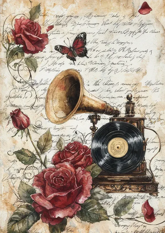 Red Themed Watercolor Junk Journal Art