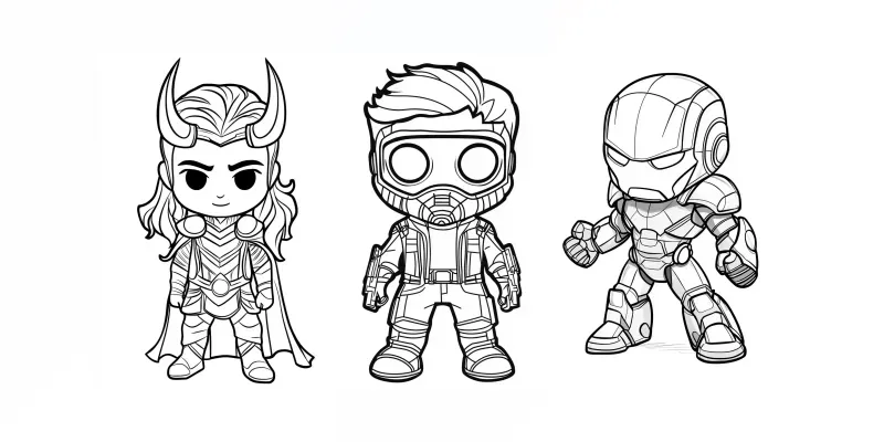 Kawaii Superhero Characters For Coloring generated by undefined