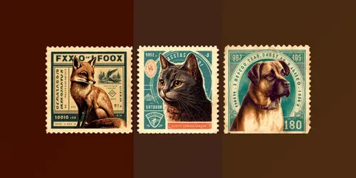 50s Vintage Postal Stamps Of Animals generated by midjourney
