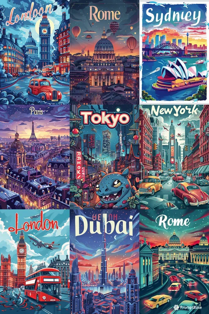 Travel Postcards In Craig Mccracken Style