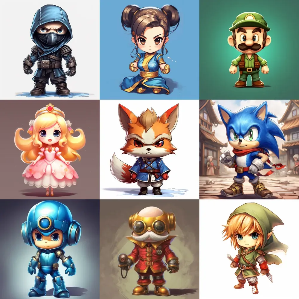 Cute Chibi Video Game Characters