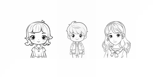 Kids Character Coloring Pages generated by midjourney