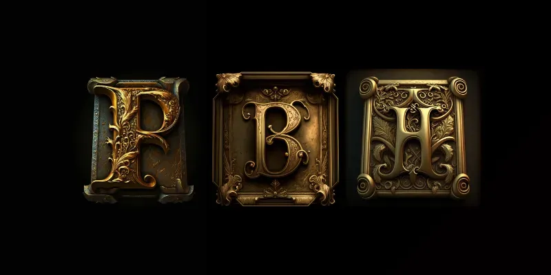 Beautiful Golden Letter Plaques generated by undefined