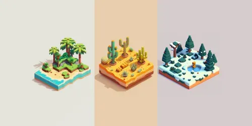 3D Pixel Art Landscapes generated by midjourney