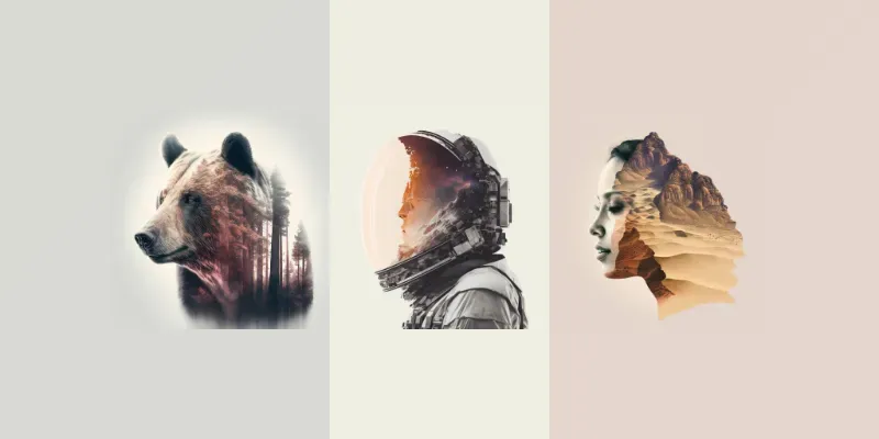 Double Exposure Merged Portraits generated by undefined