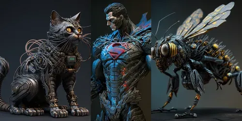 Sifi-noir Sculptures generated by midjourney