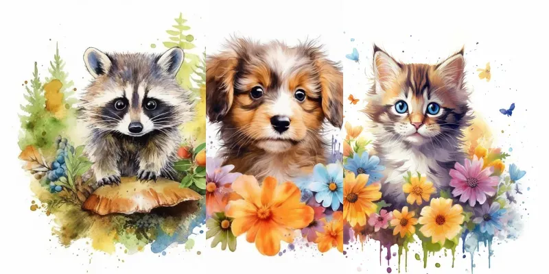 Cute Animals Watercolor Style Hq generated by undefined