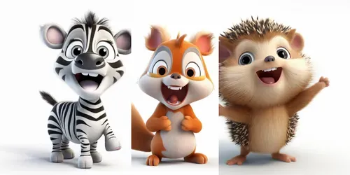 3D Cartoon Style Animals generated by midjourney