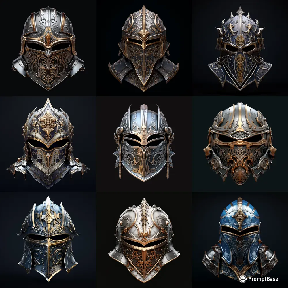 Intricate Knight Helmets
