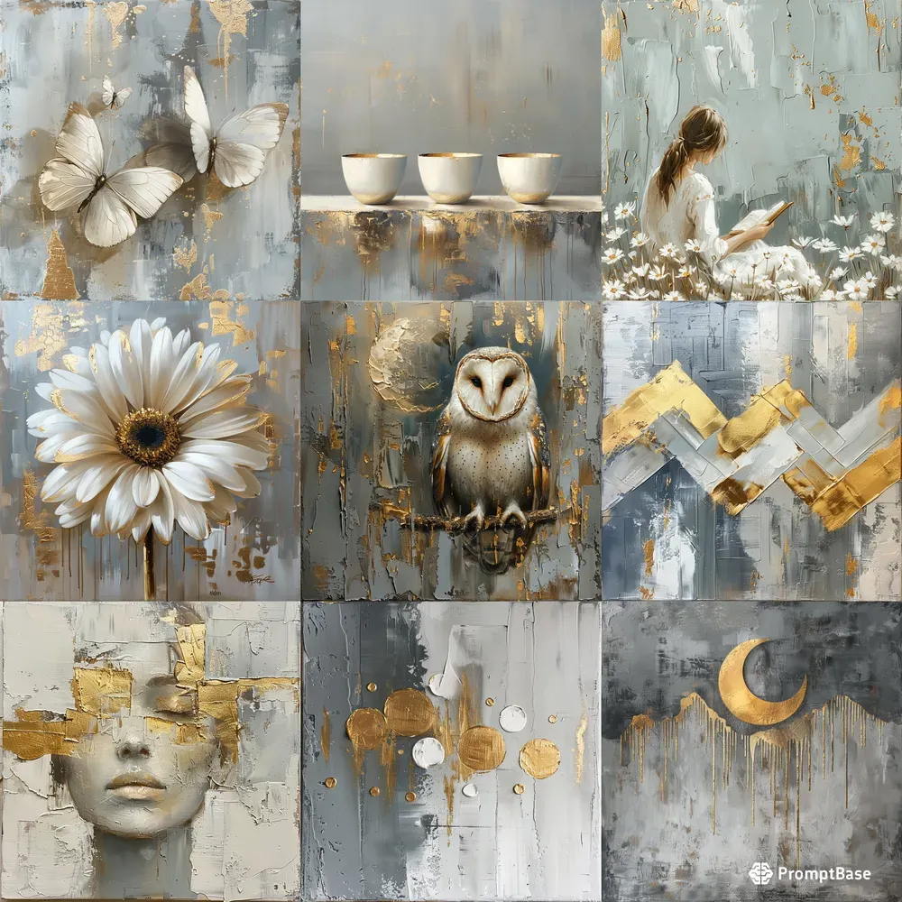 Gold Elegant Oil Paintings On Canvas