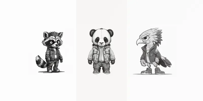 Cartoon Animals Black And Whites generated by undefined