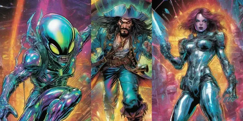 Holographic Legends Comic Book Covers generated by undefined