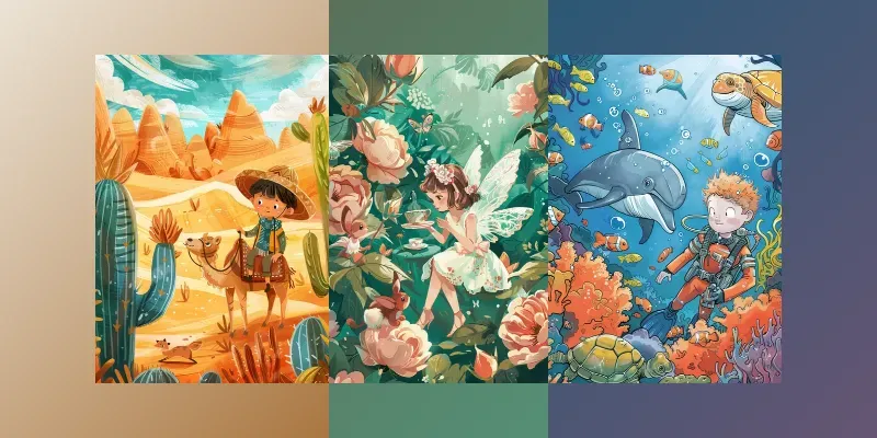 Adventurous Childrens Book Illustrations generated by undefined