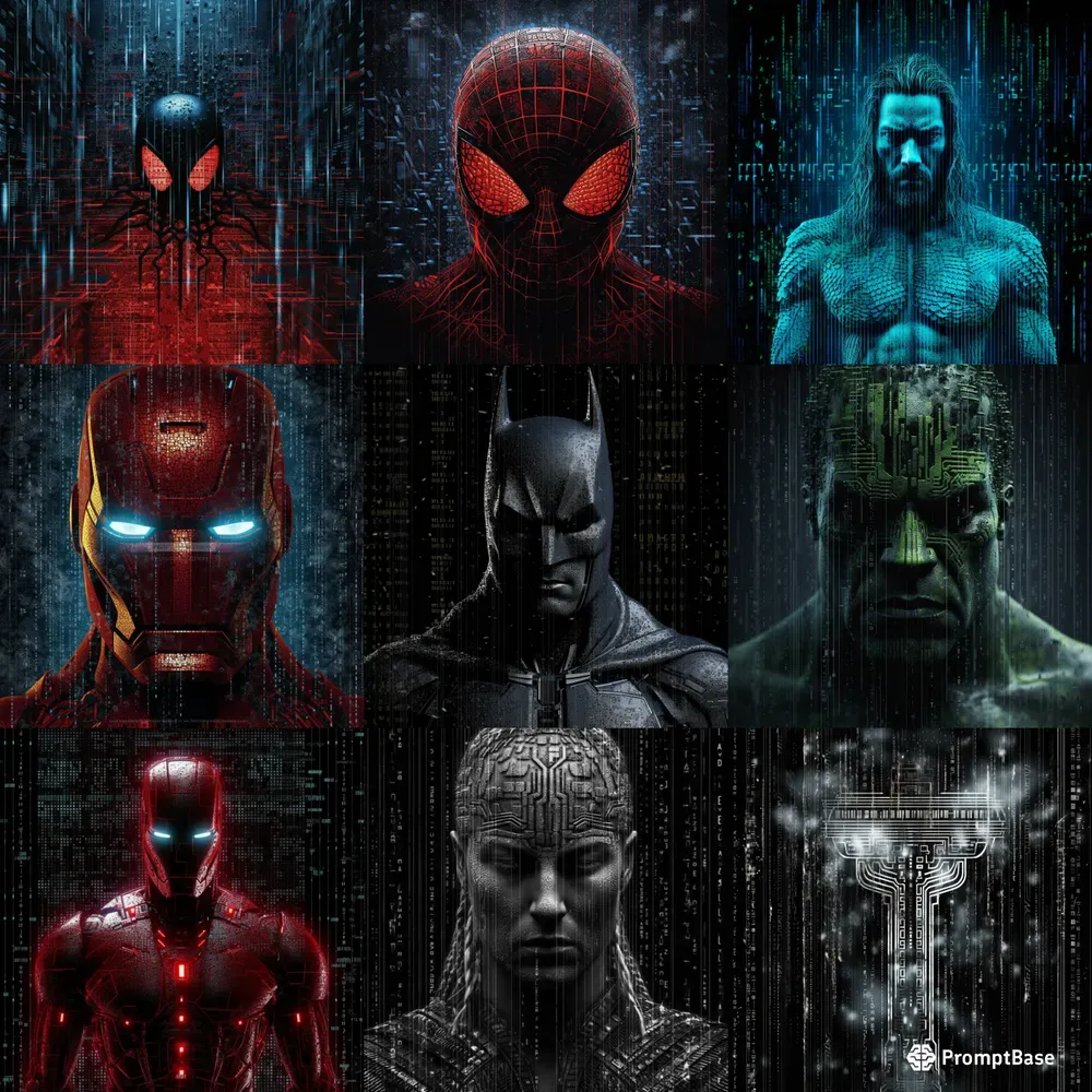 Super Cool Matrix Style Super Heroes