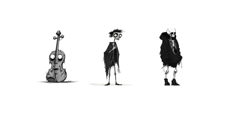 Monochrome Gothic Cartoon Art generated by undefined