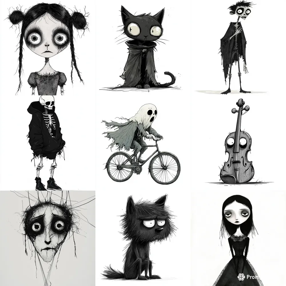 Monochrome Gothic Cartoon Art
