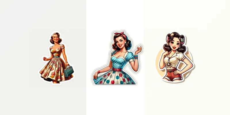 Retro Fashion Pinup Girl Stickers generated by undefined