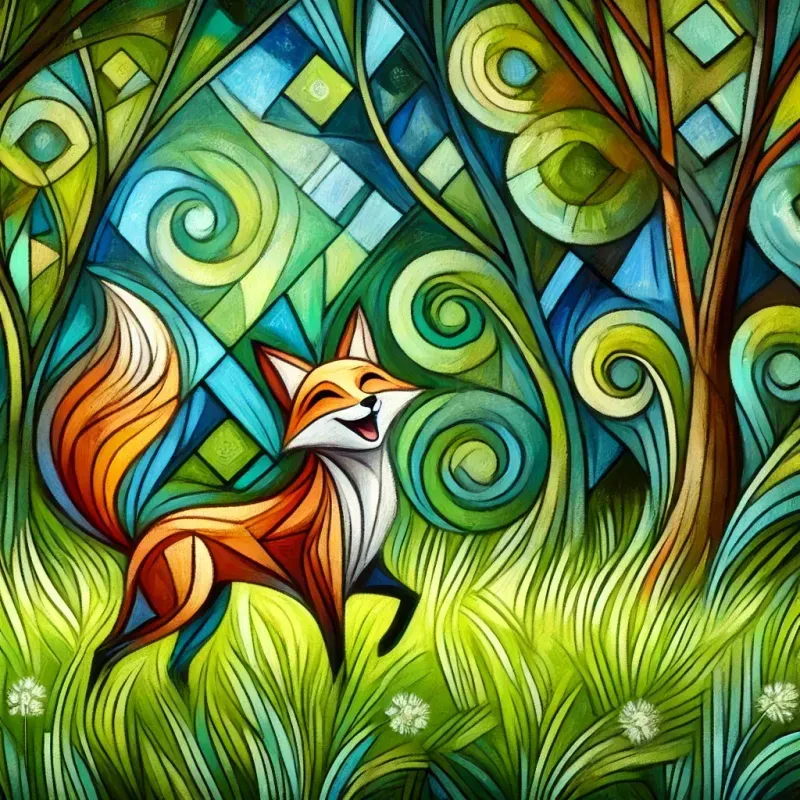 Enchanted Cubist Animals In Dreamy Greens