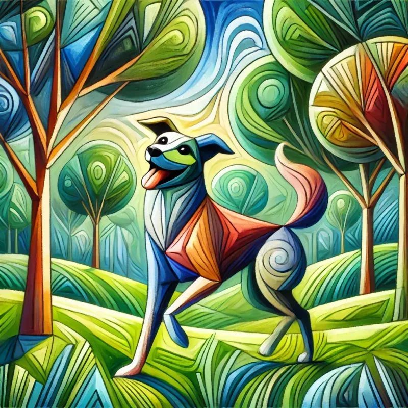 Enchanted Cubist Animals In Dreamy Greens