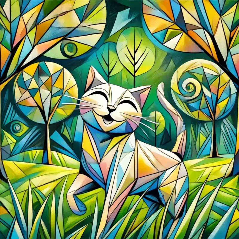 Enchanted Cubist Animals In Dreamy Greens