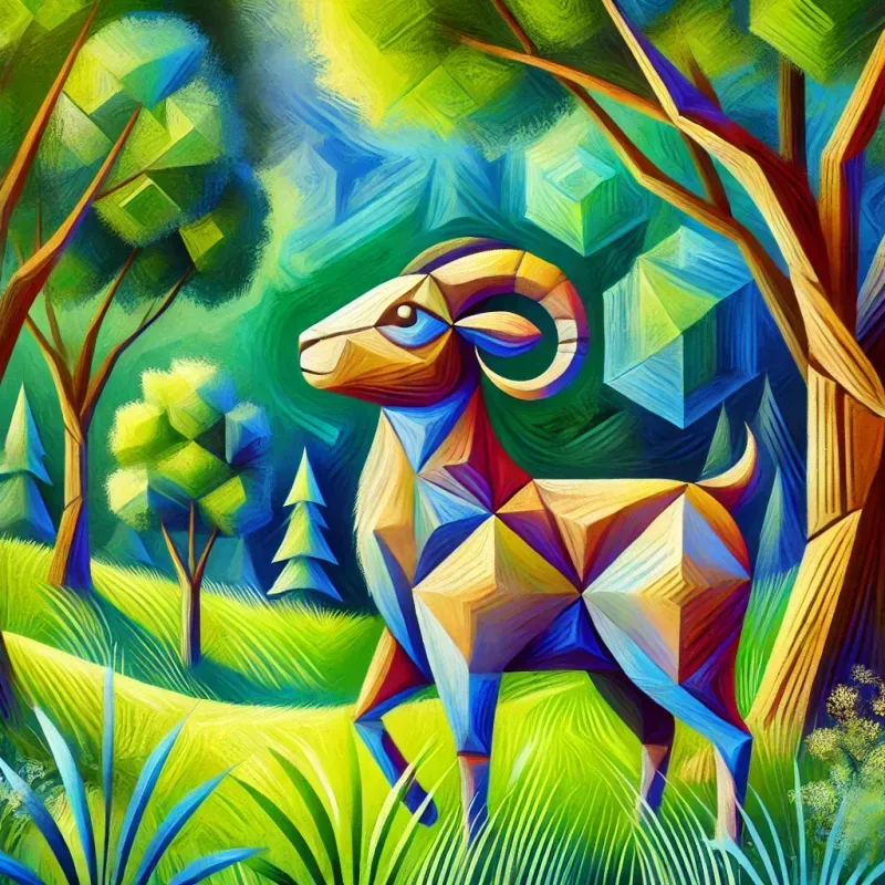 Enchanted Cubist Animals In Dreamy Greens