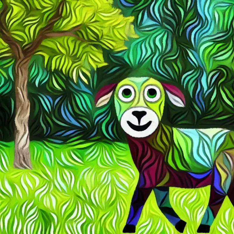 Enchanted Cubist Animals In Dreamy Greens