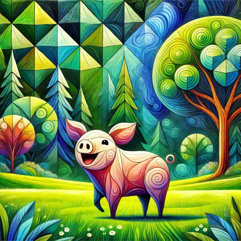 Enchanted Cubist Animals In Dreamy Greens