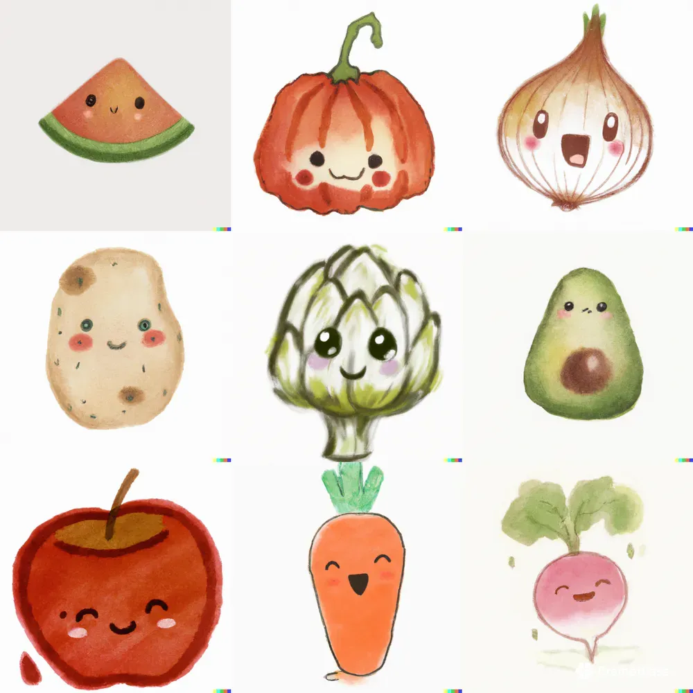 Cute And Happy Veggies And Fruits