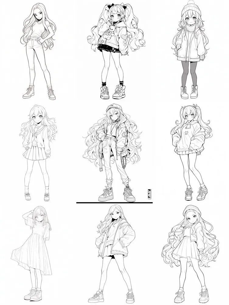 Anime Girl For Coloring Book
