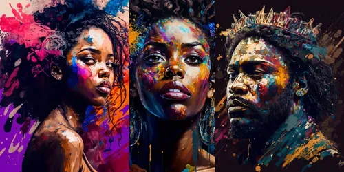 Portrait Paintings With Bursts Of Colors generated by midjourney