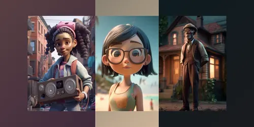 3D Characters With Backgrounds generated by midjourney