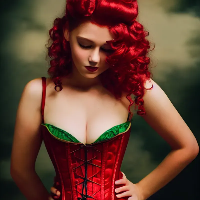 Beautiful Pinup Girl In A Red Corset