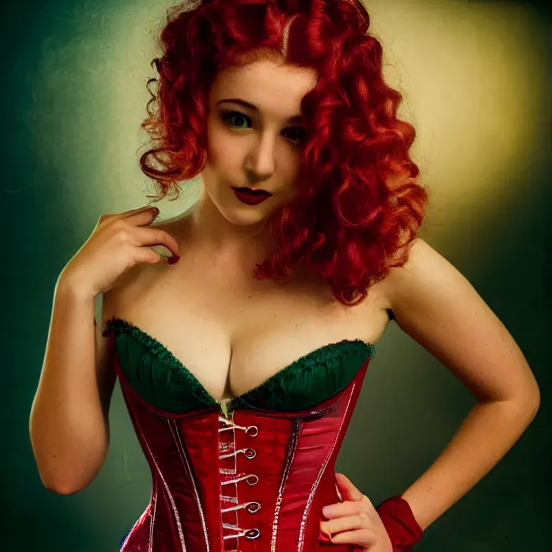 Beautiful Pinup Girl In A Red Corset