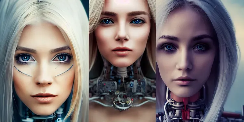 Blonde Female Android Head Shots generated by undefined