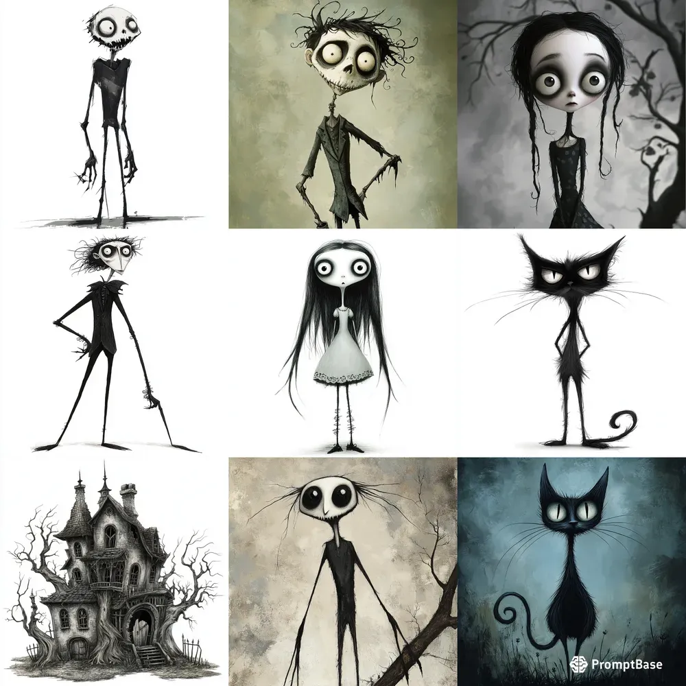 Tim Burton Gothic Quirky Illustrations