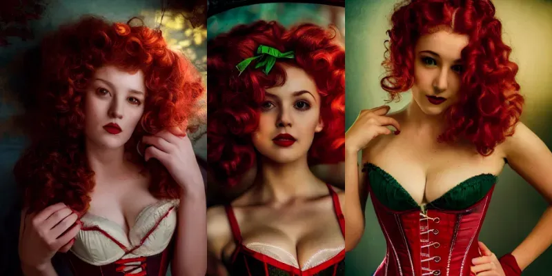 Beautiful Pinup Girl In A Red Corset generated by undefined
