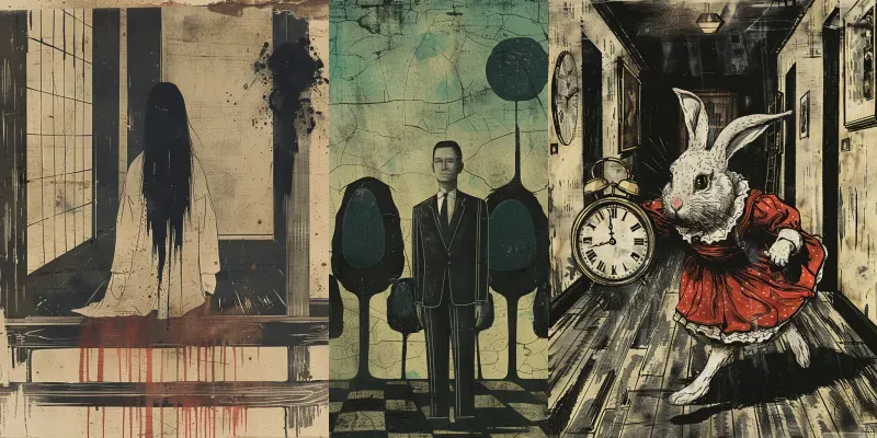 Ukiyoe Influenced Surreal Fresques generated by undefined