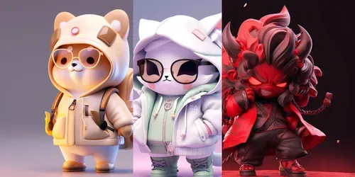 Humanoid 3D Toys generated by midjourney