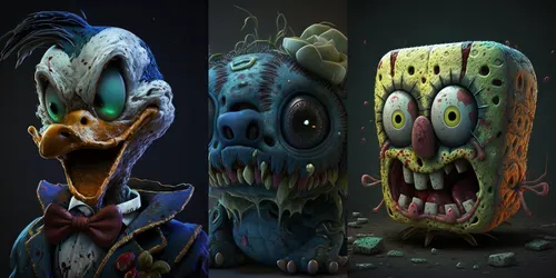 Cartoon Horror Characters generated by midjourney