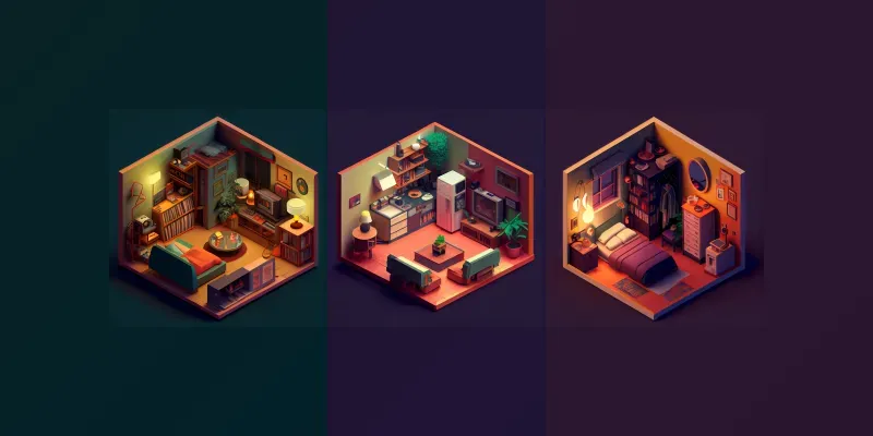 Isometric Home Spaces 3D generated by undefined