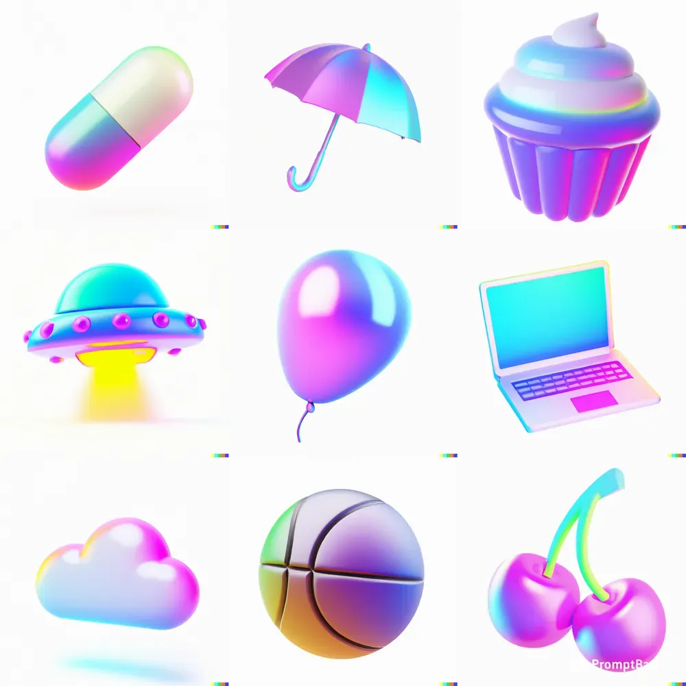 Iridescent 3D Emojis