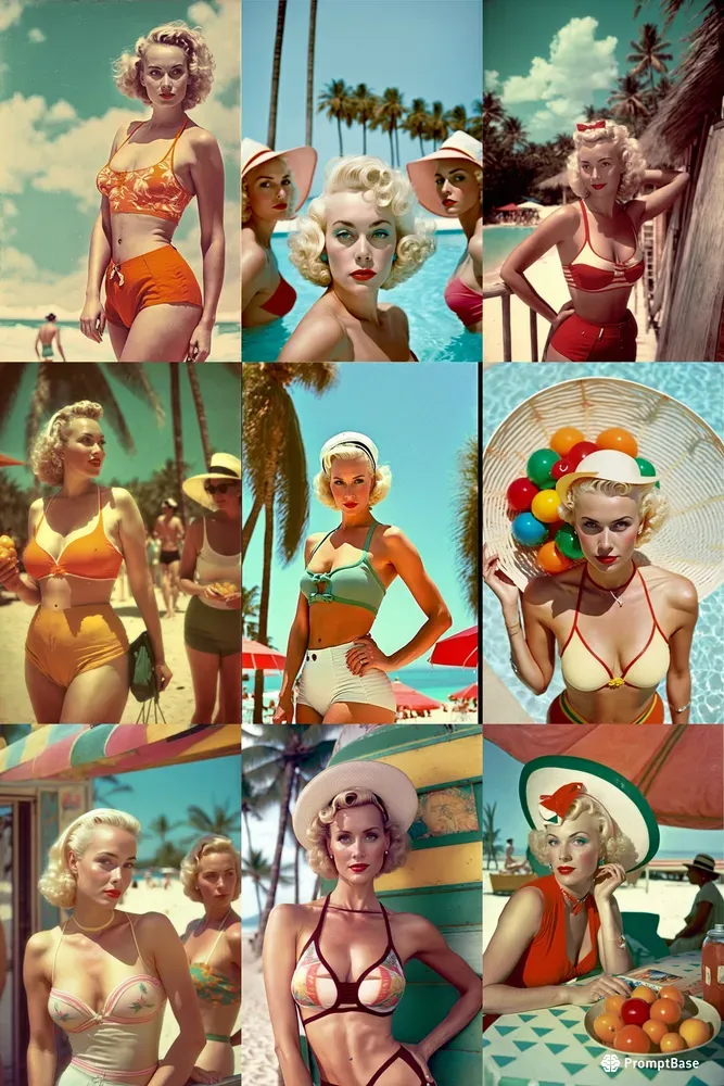 Flirtatious 1950s Swimsuit Photographs