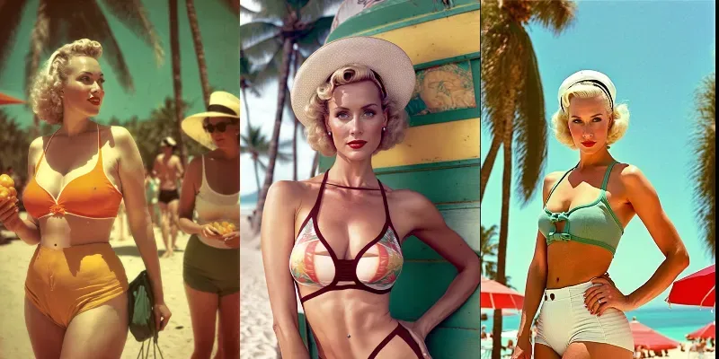 Flirtatious 1950s Swimsuit Photographs generated by undefined