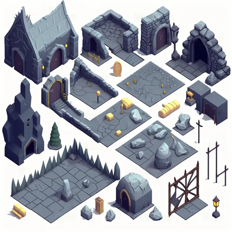 Isometric Dungeon Tile Assets Modulars