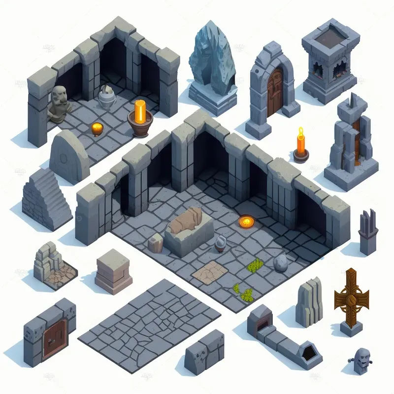 Isometric Dungeon Tile Assets Modulars